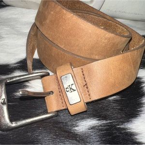 Vintage Ladies Womens Wide Calvin Klein Leather L Belt Unisex USA made